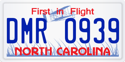 NC license plate DMR0939
