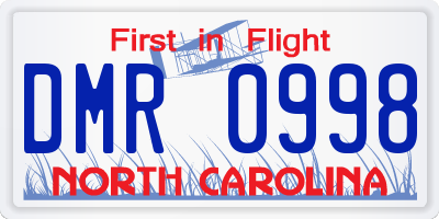 NC license plate DMR0998