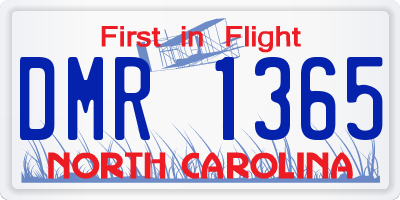 NC license plate DMR1365