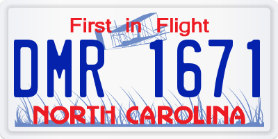 NC license plate DMR1671
