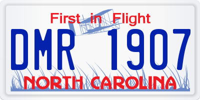 NC license plate DMR1907