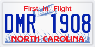 NC license plate DMR1908