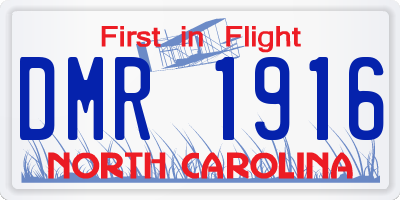 NC license plate DMR1916