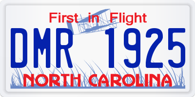 NC license plate DMR1925