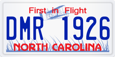NC license plate DMR1926