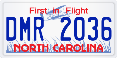 NC license plate DMR2036
