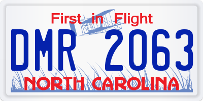 NC license plate DMR2063