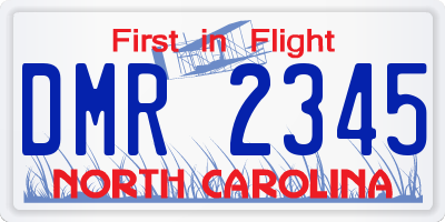 NC license plate DMR2345