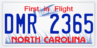NC license plate DMR2365