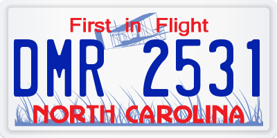 NC license plate DMR2531