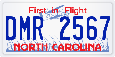 NC license plate DMR2567