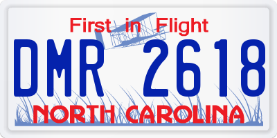 NC license plate DMR2618