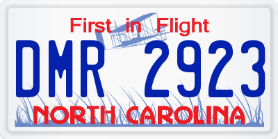 NC license plate DMR2923