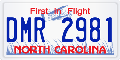 NC license plate DMR2981