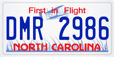 NC license plate DMR2986