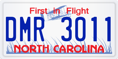 NC license plate DMR3011