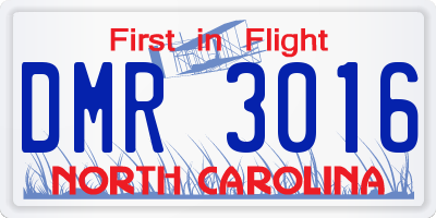 NC license plate DMR3016