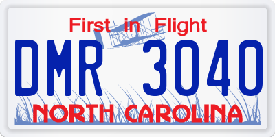 NC license plate DMR3040