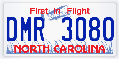 NC license plate DMR3080