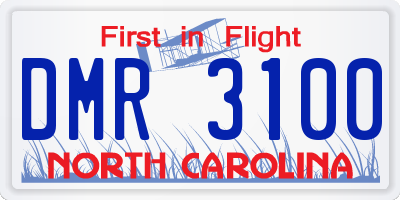 NC license plate DMR3100