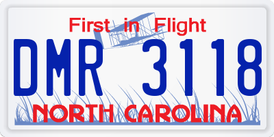 NC license plate DMR3118