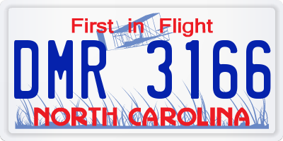 NC license plate DMR3166