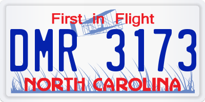 NC license plate DMR3173