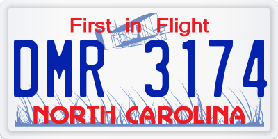 NC license plate DMR3174