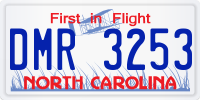 NC license plate DMR3253