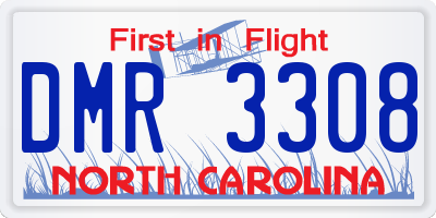NC license plate DMR3308