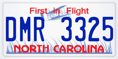 NC license plate DMR3325