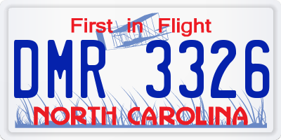 NC license plate DMR3326