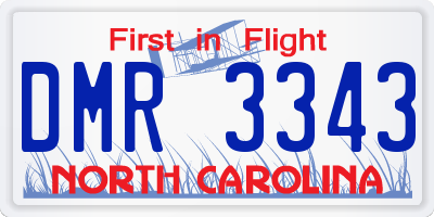 NC license plate DMR3343