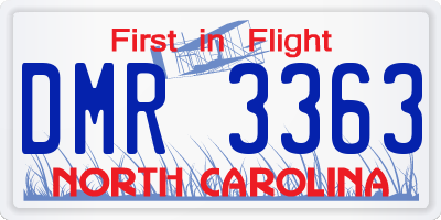 NC license plate DMR3363