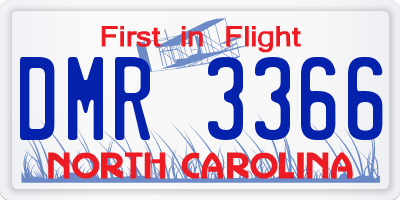 NC license plate DMR3366