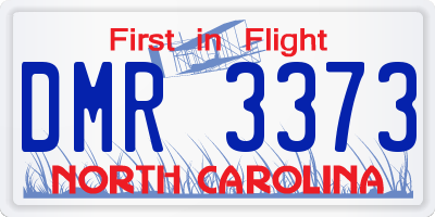 NC license plate DMR3373