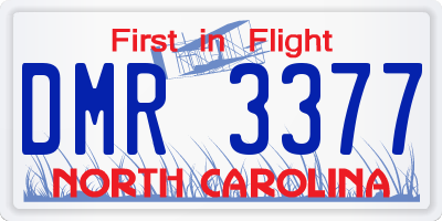 NC license plate DMR3377