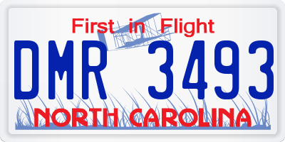 NC license plate DMR3493