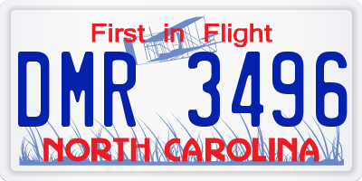 NC license plate DMR3496