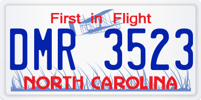 NC license plate DMR3523