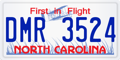 NC license plate DMR3524