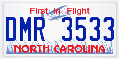 NC license plate DMR3533