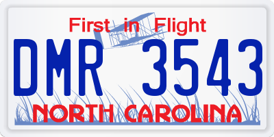 NC license plate DMR3543