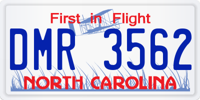 NC license plate DMR3562