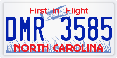 NC license plate DMR3585