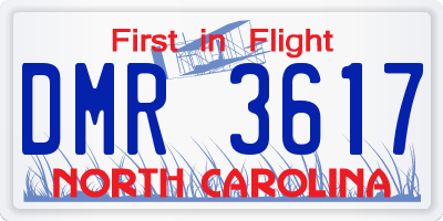 NC license plate DMR3617