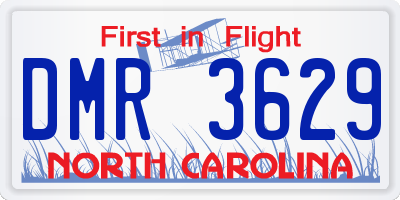 NC license plate DMR3629