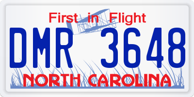 NC license plate DMR3648