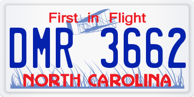 NC license plate DMR3662
