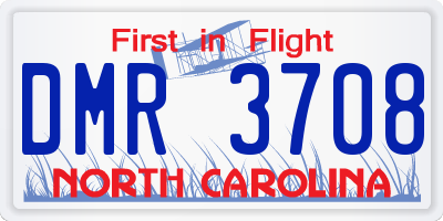 NC license plate DMR3708